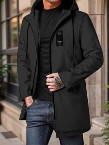 Chamarra con capucha para hombre de otoño invierno, Abrigo para exteriores a prueba de viento, Perfecta para actividades de aventura, Estilo ajustado casual, Grosor moderado del material