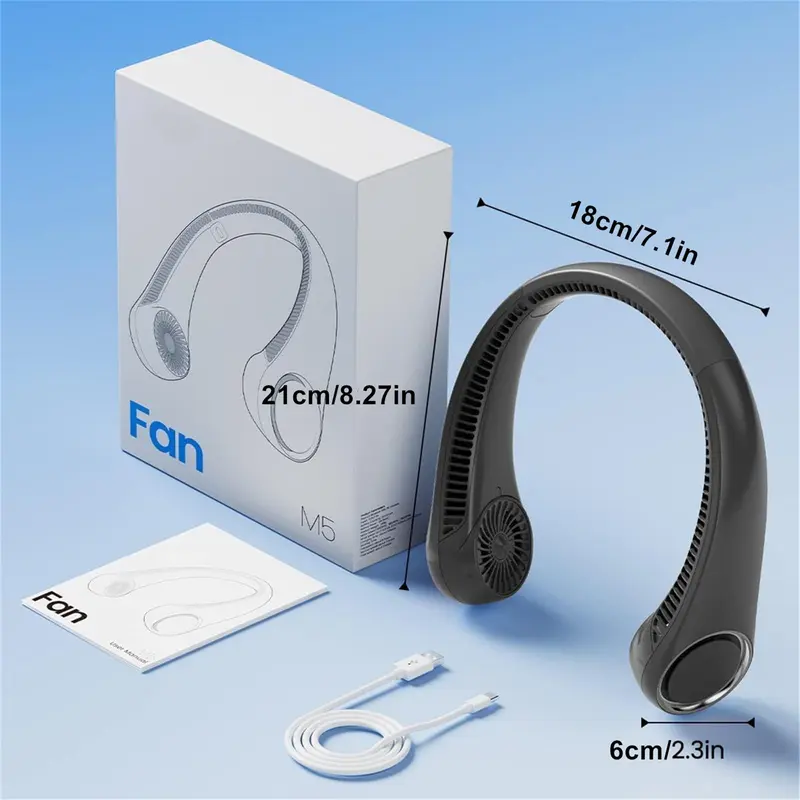 Portable Neck Fan, USB Rechargeable Hand Free Bladeless Neck Fan, 3 Speeds 72 Air Outlet, Adjustment Personal Cooling Fan for Traveling Office 1