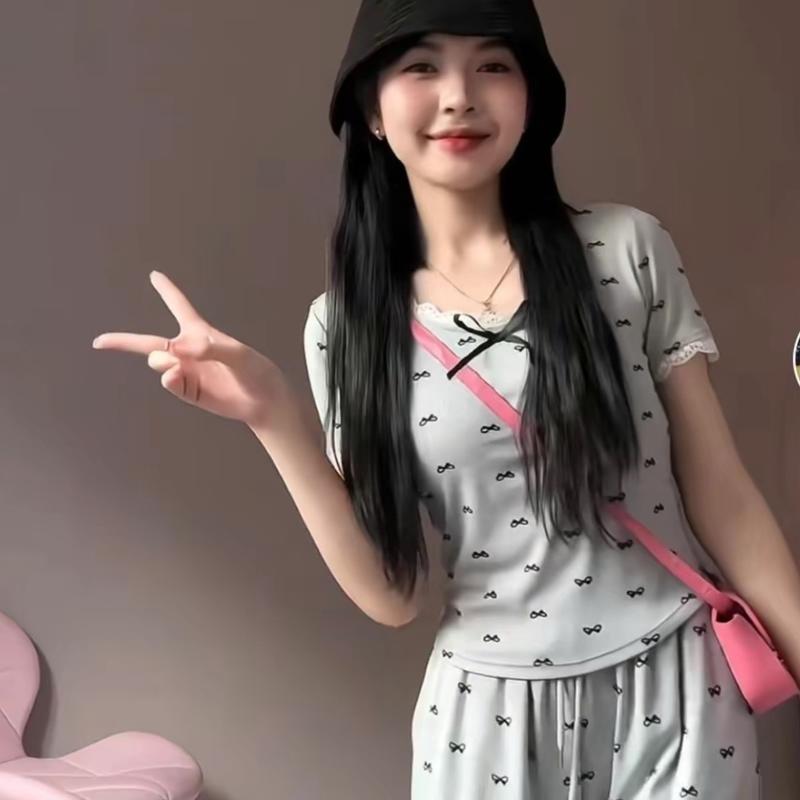 ÁO THUN CỔ VUÔNG N.Ơ DỄ THƯƠNG DỄ PHỐI ĐỒ CÓ họa tiết nơ nhỏ body phối viền ren dây nơ BIGSIZE Nữ