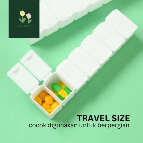 VASMALL - KOTAK TEMPAT PENYIMPANAN OBAT PIL 7 SEKAT | PORTABLE MEDICINE STORAGE BOX TRAVEL | KOTAK OBAT TRAVEL 1