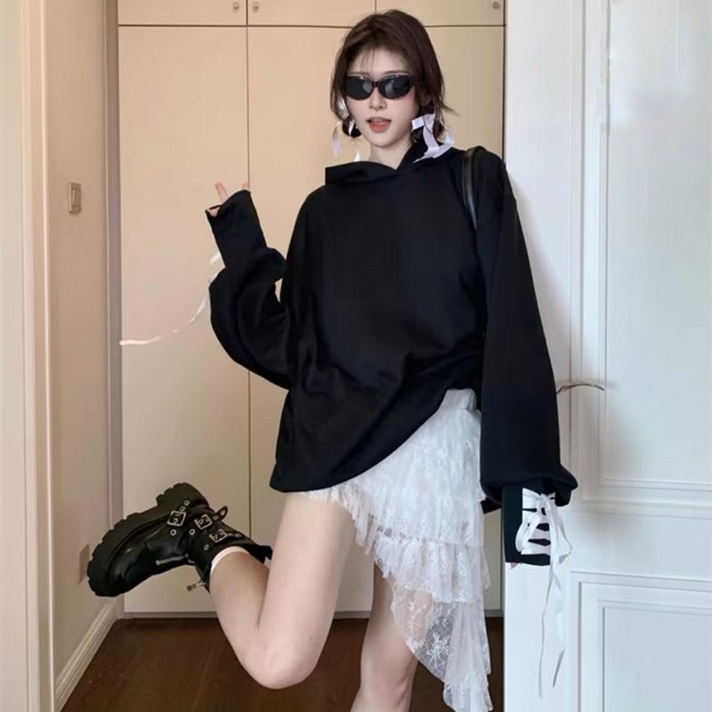 chân váy ren đuôi cá dáng xoè xếp tầng cá tính Nữ Women Voi Voan Viền Ren Sen Trắng