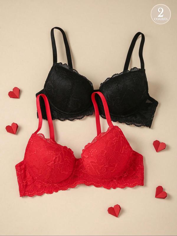 Women's Floral  Lace Push Up Bra, Soft Comfy Breathable  Lingerie Top for Daily Wear, Women's Lingerie for All Seasons 0