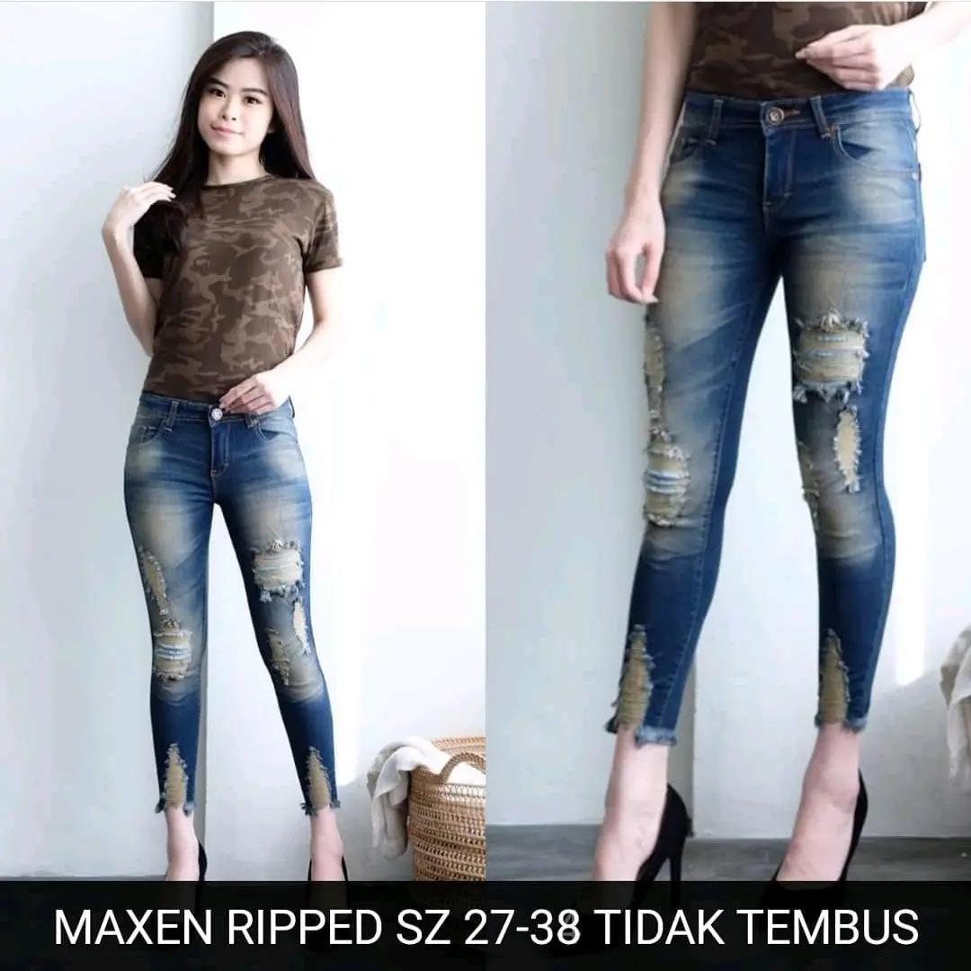 CELANA 7/9 JEANS MAXEM RIPPED sz 27-34