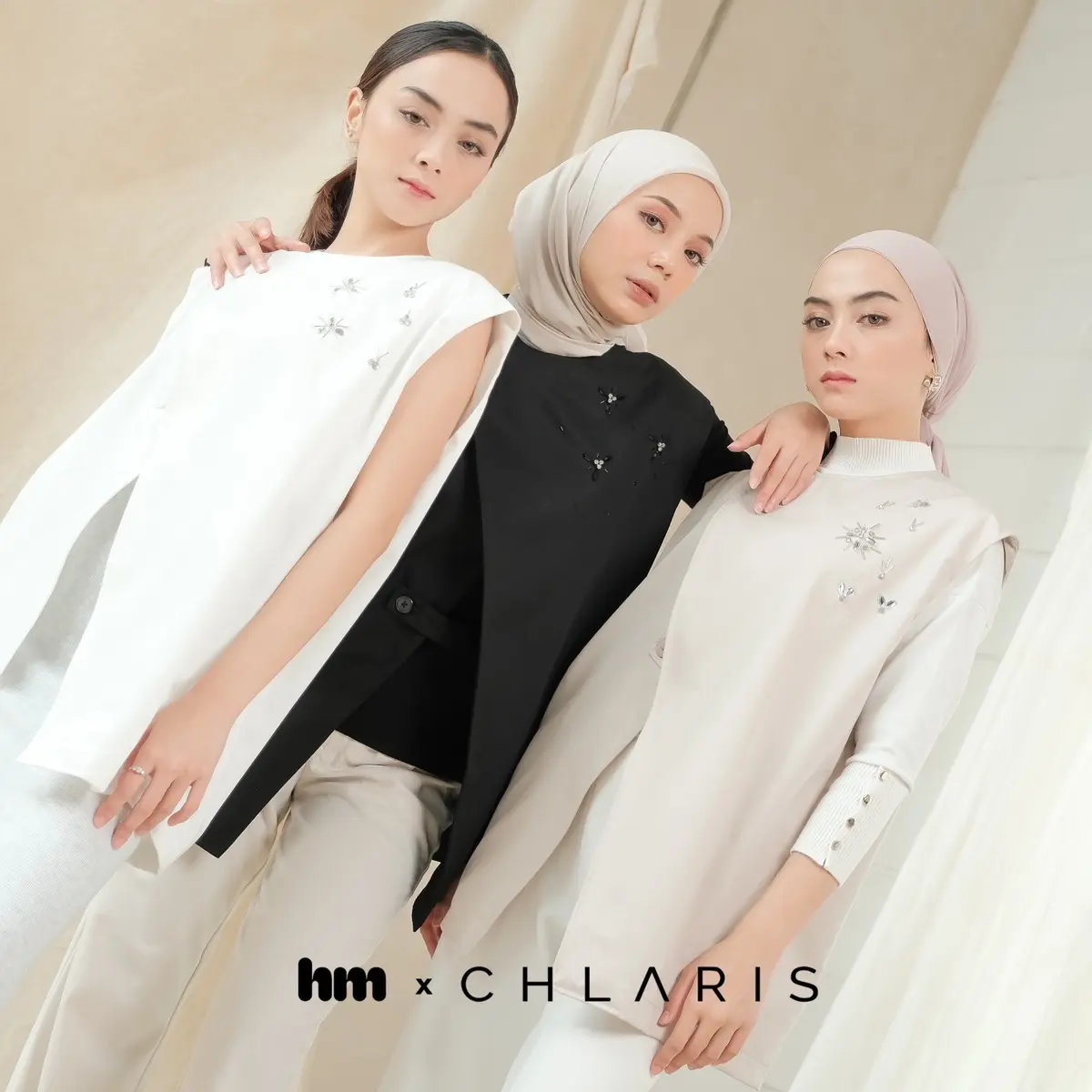 Suzu Vest Rompi Wanita Outer Beads Atasan Formal Simple Panjang Casual Basic Hitam