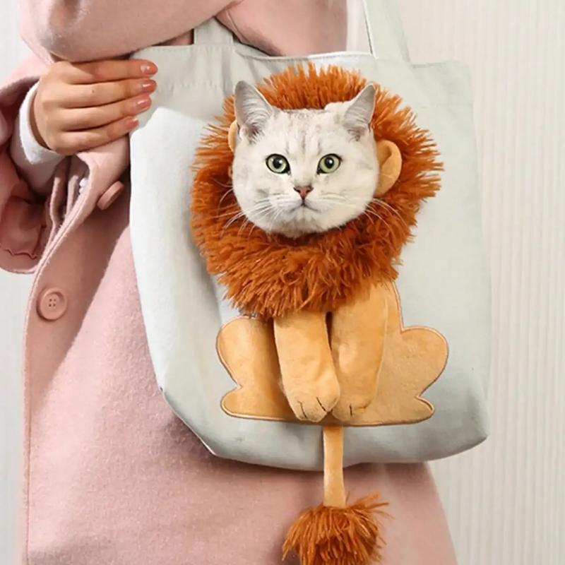 Pet Canvas Shoulder Bag Lion shaped Cat Tote Bag Comfortable Pet Tote Bag Pet Shoulder Bag Portable Outdoor Cat Tote Bag 6