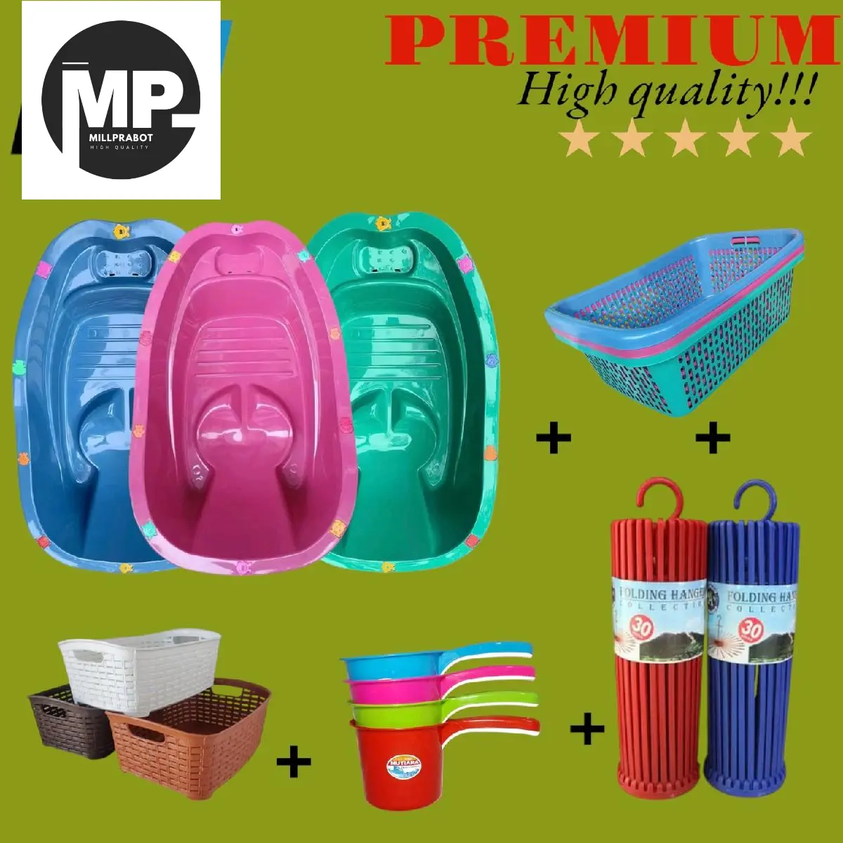 1 SET BAK MANDI BAYI  KARAKTER + KERANJANG PAKAIAN + HANGER BAYI 20 STIK + KERANJANG ALMAMINI SERBAGUNA + GAYU Sabun NG Perlengkapan Biru Pink Dudukan