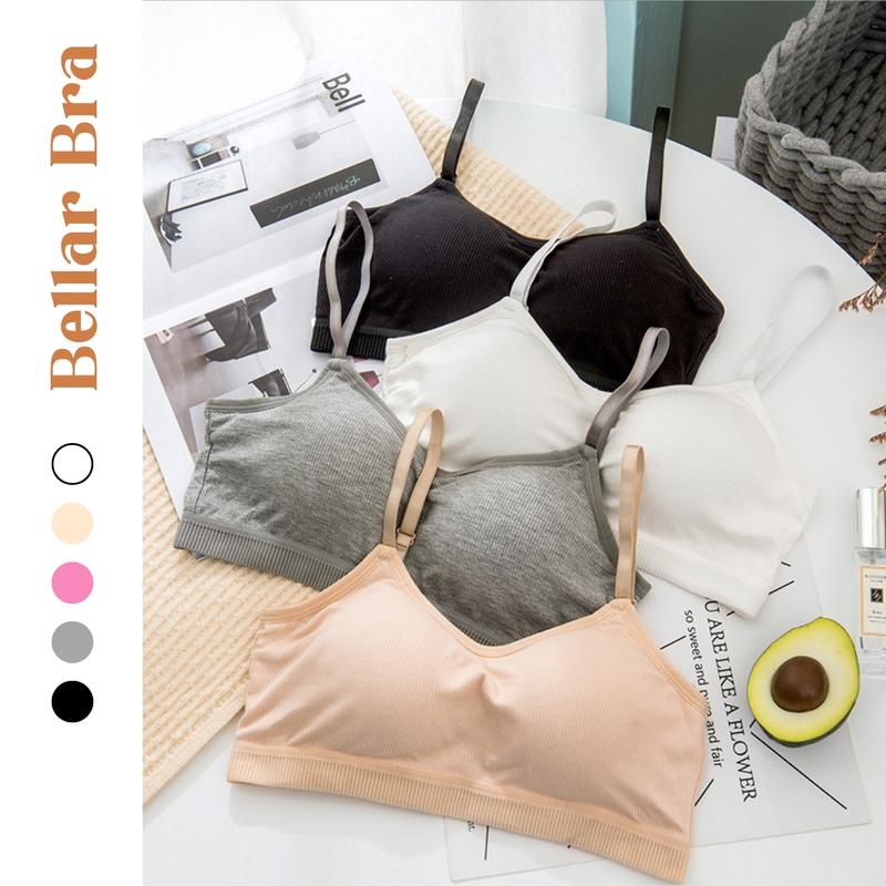Áo Lá Học Sinh Đệm Liền Bellar Bra - Áo bra nữ cài sau có mút ngực bàn tay may liền dây tăng chỉnh thoải mái Thun Cotton Tua Rua A727