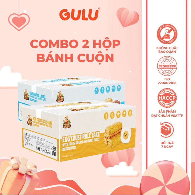 [Mua 4 Hộp Tặng 1 Bánh] Combo 2 Hộp Bánh Dinh Dưỡng Cuộn Chà Bông Gulu Foods Thức Ăn Ăn Vặt