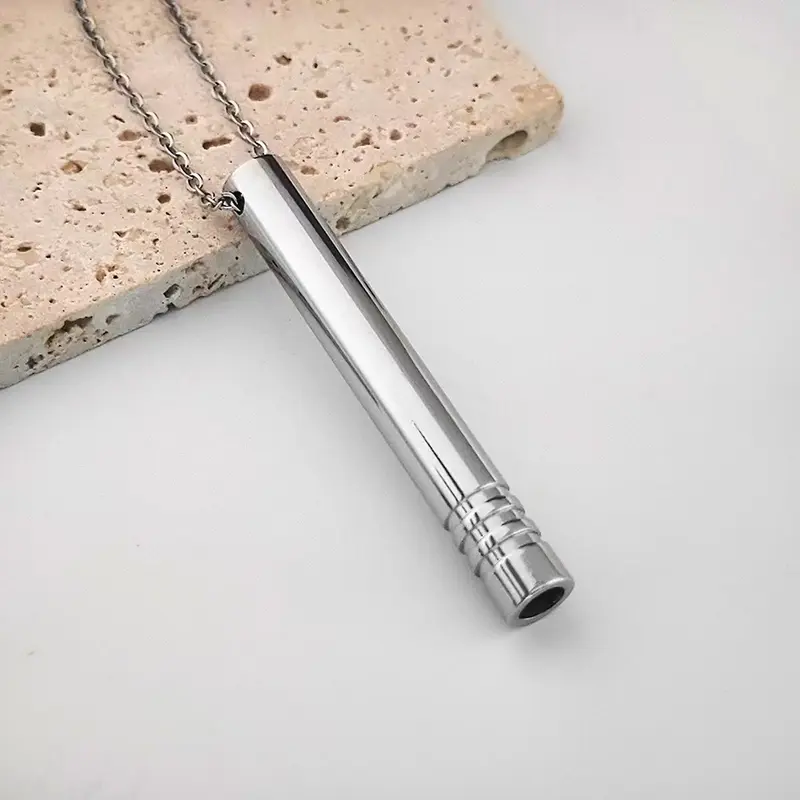 Stainless Steel Anxiety Release Necklace,Mindfulness Breathing,Stress Relief Necklace,Breathing Charm Necklace for Stress & Anxiety Relief - Quit Smoking Vaping Oxygen, Rave Accessories prayer  bead fidget  tools pendant  necklace women s necklace 4