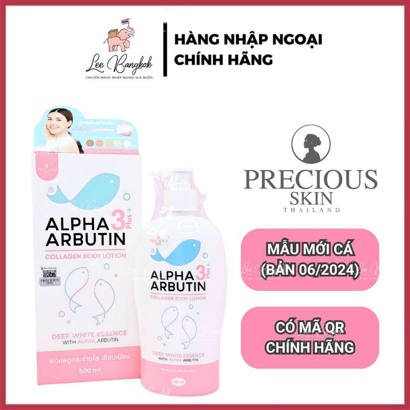 Lotion Sữa Dưỡng Thể Trắng Da Alpha Arbutin Collagen Precious Skin Lotion 3+ Plus Thái Lan Dưỡng Trắng Có Mã QR 500ml LEEBANGKOK Nữ Women sữa  dưỡng  thể  trắng  da
