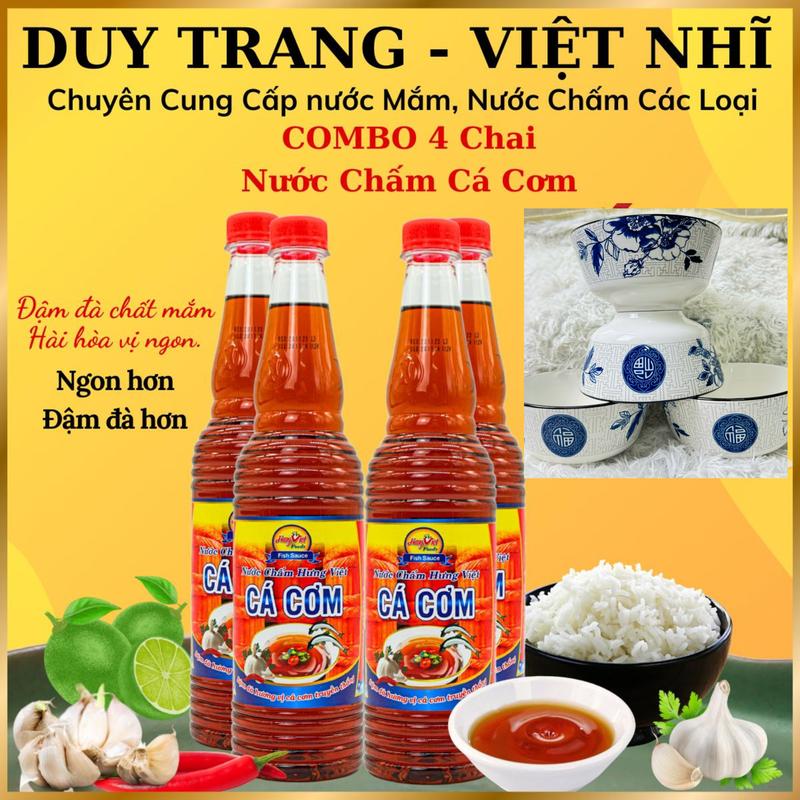 combo 4 chai nước mắm cá cơm truyền thống  ( tặng 4 cái tô sứ hoa  cao cấp )