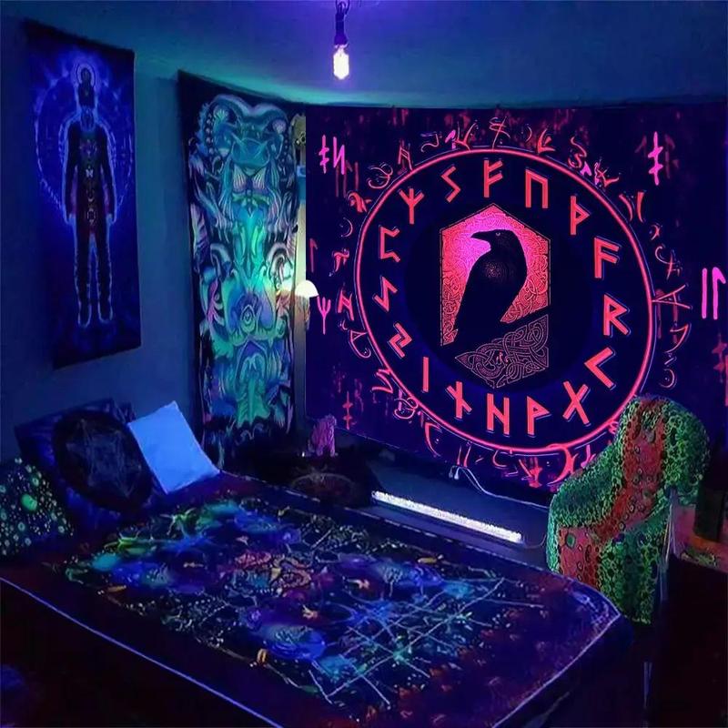 Fluorescent Tapestry, 1 Count Scenery Tapestry, Wall Hanging Tapestry for Living Room Bedroom Dorm Room Decor, Party Supplies, Home Accessories, Home Goods, Valentine's Day Gift 6