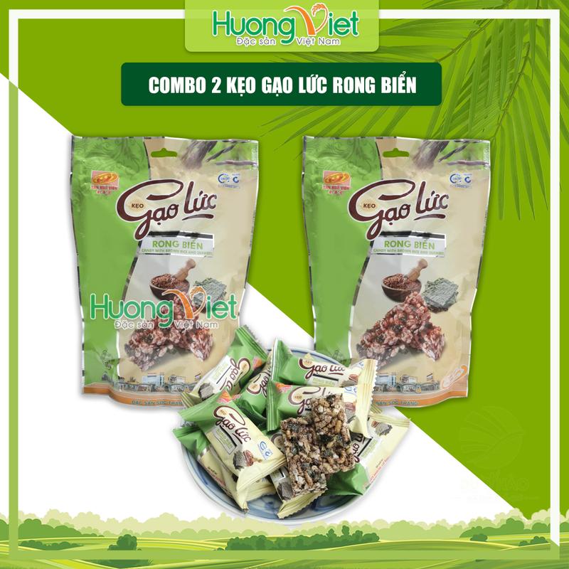  COMBO 2 TÚI kẹo gạo lức rong biển giòn tan Tân Huê Viên 200g kẹo gạo lứt Sóc Trăng bánh kẹo tết đãi khách 