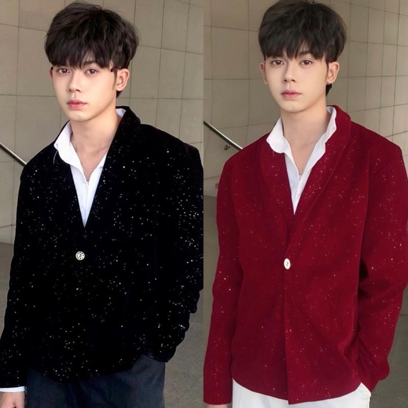 Áo Khoác Dạ Nhung Hai Lớp Phối Kim Tuyến Đính Lên Áo Form Boxy Mr Smile 99 Shop AK044 Nam Menswear