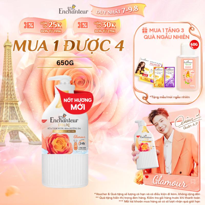 [MÙI HƯƠNG MỚI] Sữa tắm hương nước hoa Pháp Enchanteur Deluxe GLAMOUR 650g - Mềm mịn như lụa Lưu hương 24H