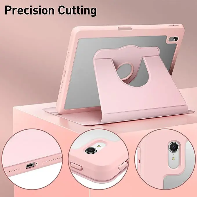 720Rotate Flip Case 10.2 inch iPad 5 6 9 7th 8th Gen Autolock Foldable Case IPad Pro 10 11 Acrylic Crystal Clear Protective Tablet Holder Case with Pencil Holder Cover Protection Casing 2