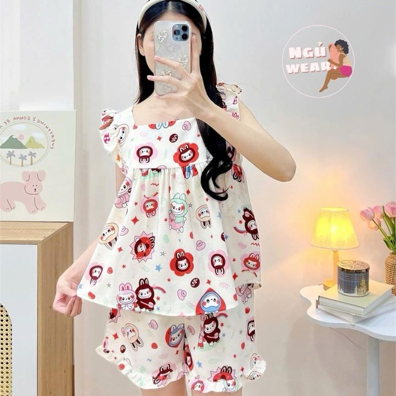 Set Đũi Xốp Cánh Tiên Quần Ngắn In Hình Dễ Thương 5