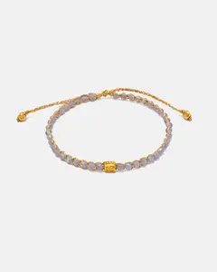 Gelang Lavender Amethyst from Zambia Tali warna gold| Semi precious stone| | Bracelet for Women Aesthetic Samapura