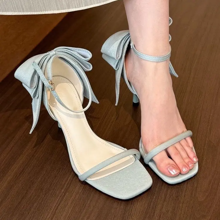 Bow Women's high heels Fine heel rubber