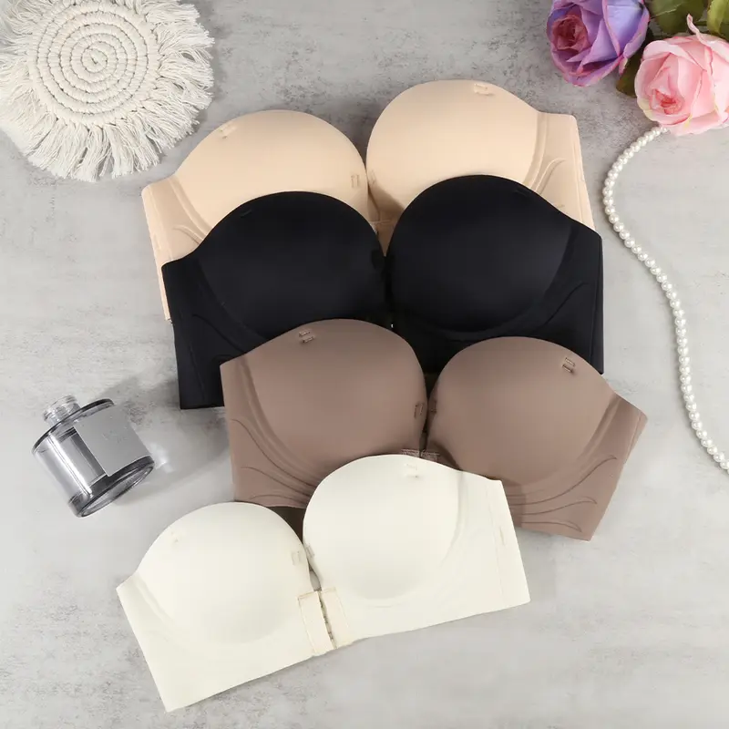 Áo Ngực Cúp Không Lệch, Dành Cho Phụ Nữ, Ngực Nhỏ, Khóa Trước Đôi, Ổn Định Và Không Rỗng, Chữ U Lớn, Lưng Đẹp, Chéo Đeo, Tập Hợp Và Hiển Thị, Đồ Lót Không Đường May Lớn 5