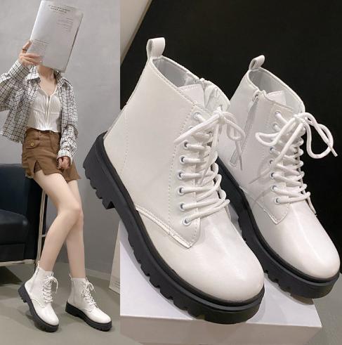 <VIDEO THẬT> 60 Bốt Trắng Nữ Thiết kế Phong CÁch Hàn Quốc NĂNg Động Boot Shoes