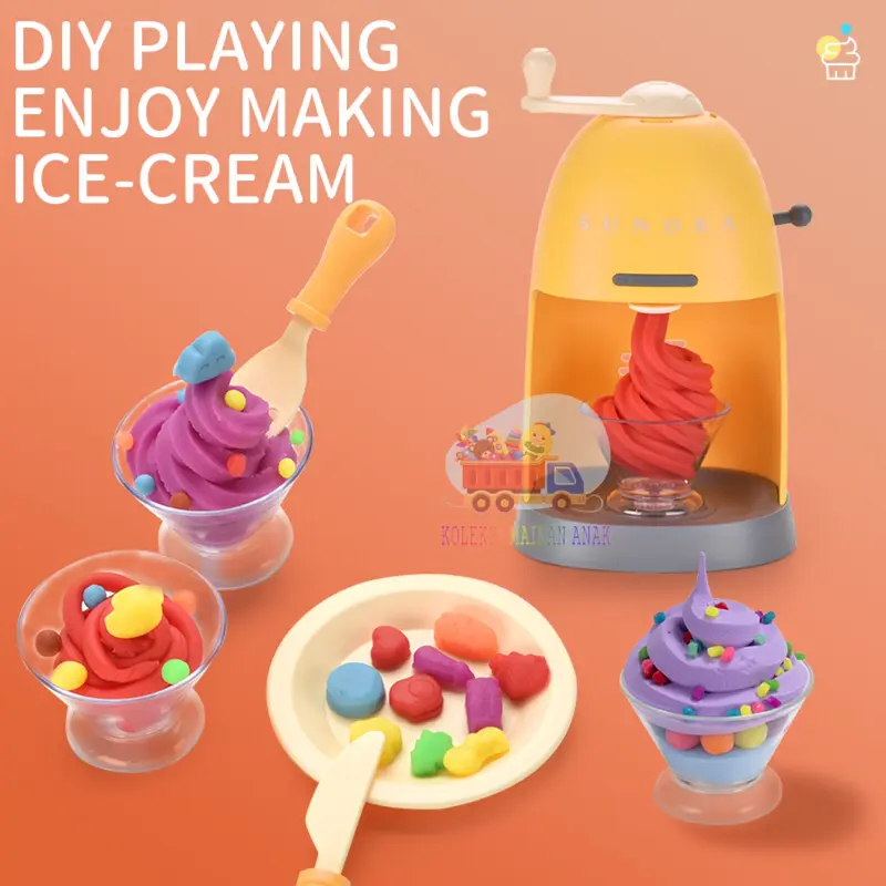 Mainan Edukasi Anak Cetakan Lilin Ice Cream Play Fun Doh Machine Color Ice Cream Playdoh Fundoh Set 1