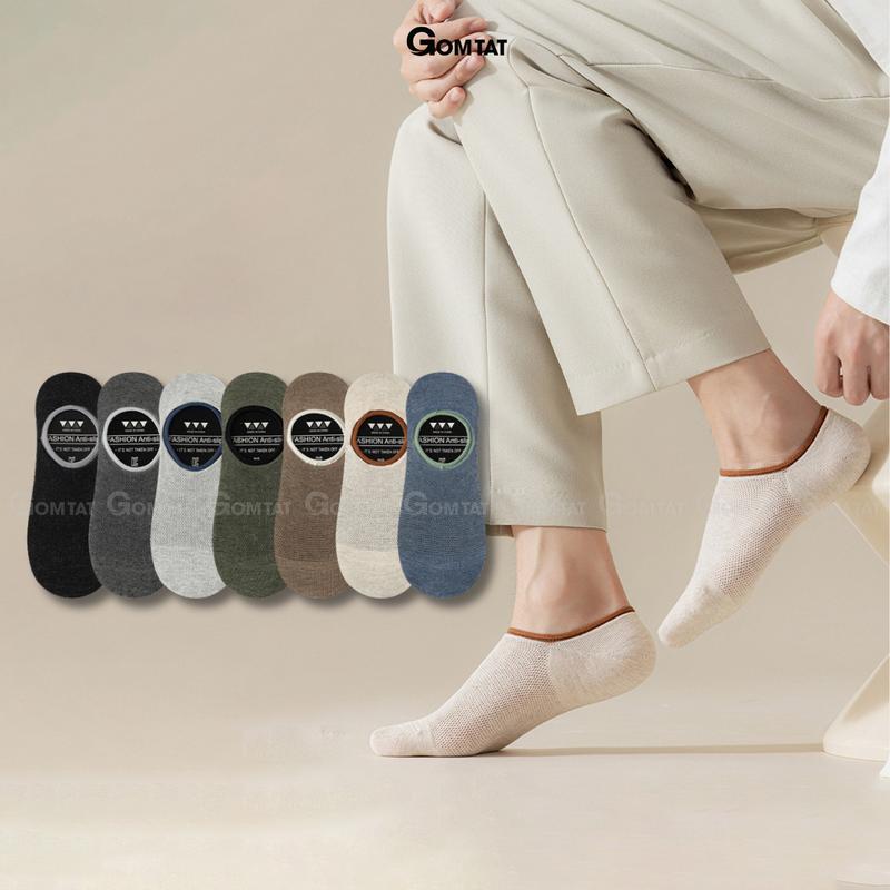 Tất nam đi giày lười cao cấp GOMTAT, vớ lười nam có đệm silicon chống tuột gót, chất liệu cotton thoáng mát Menswear - MIA-1402-1DOI