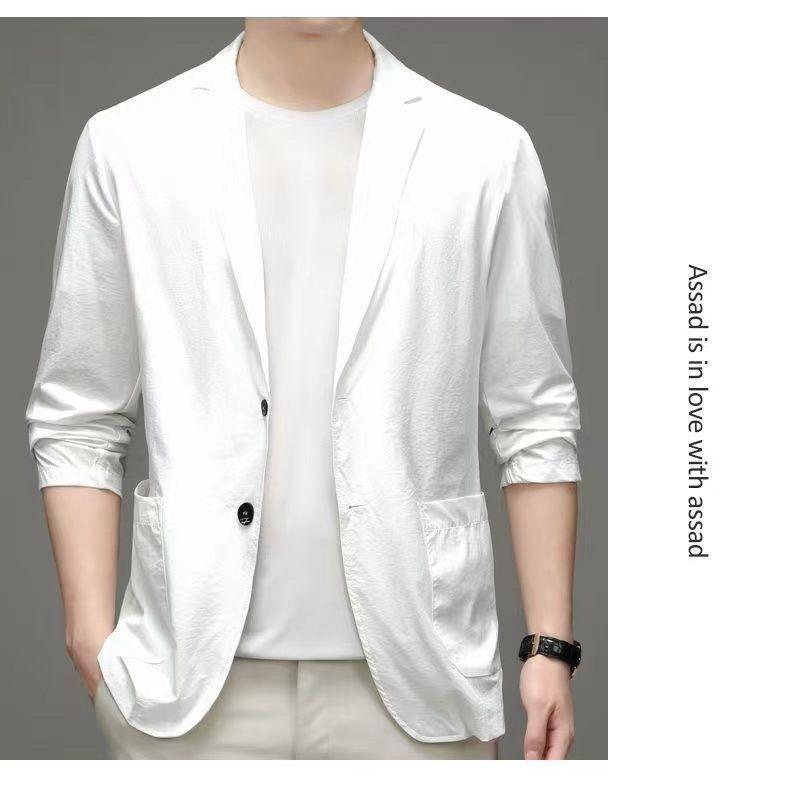Product Introduction of Men's Ice Silk Lightweight Leisure Suit Ultra-Thin Breathable Sunscreen Top Non-Ironing Single Western Suit Jacket 25