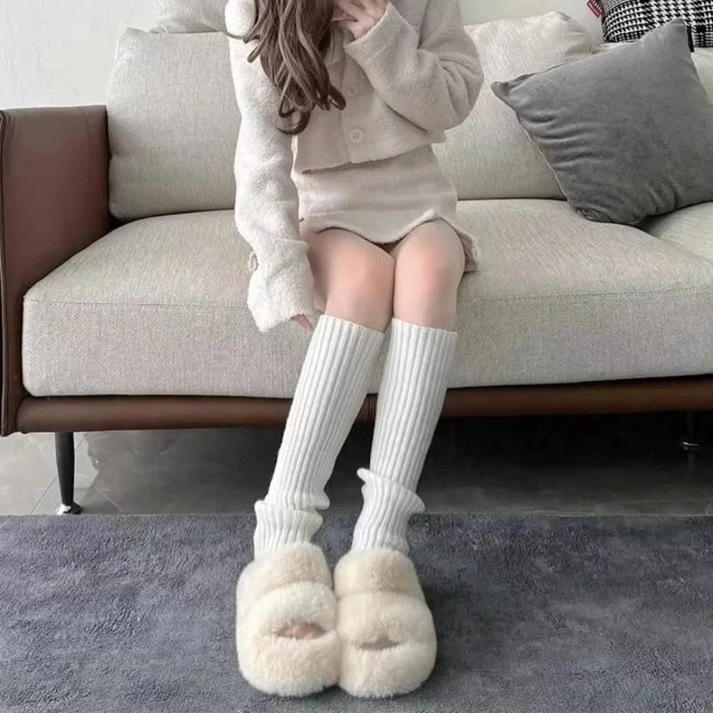Bọc Chân Dệt Kim Lolita, 1 Đôi, Có Kích Thước 40 / 50 / 70cm, Màu Trắng Và Đen, Vớ Đan, Mũ Bọc Bốt, Quần Legging Ấm Áp, Thích Hợp Cho Mùa Thu Và Mùa Đông, Hàng Mới Về 6