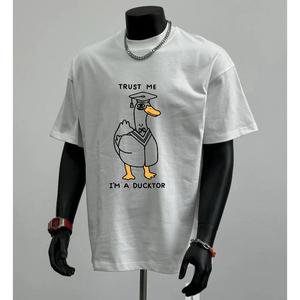 ผ้าฝ้ายคอกลมแขนสั้นเสื ้อยืดผู้ชายเทรนด์ภาษาอ ังกฤษพิมพ์ฤดูร้อนด้านบ หลวมพร้อมเสื้อยืดขนาด