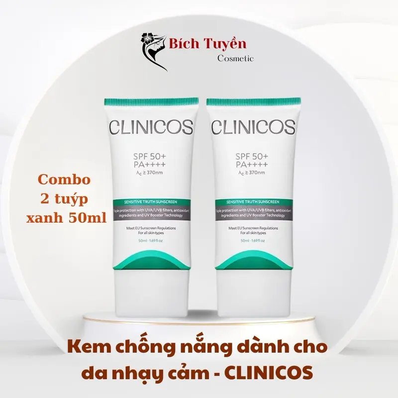 [ Mua 1 xanh tặng 1 xanh] - BỘ ĐÔI KEM CHỐNG NẮNG CLINICOS 50ml Sunscreen Chăm Sóc Da Skincare Sun Cream Nữ Women 0