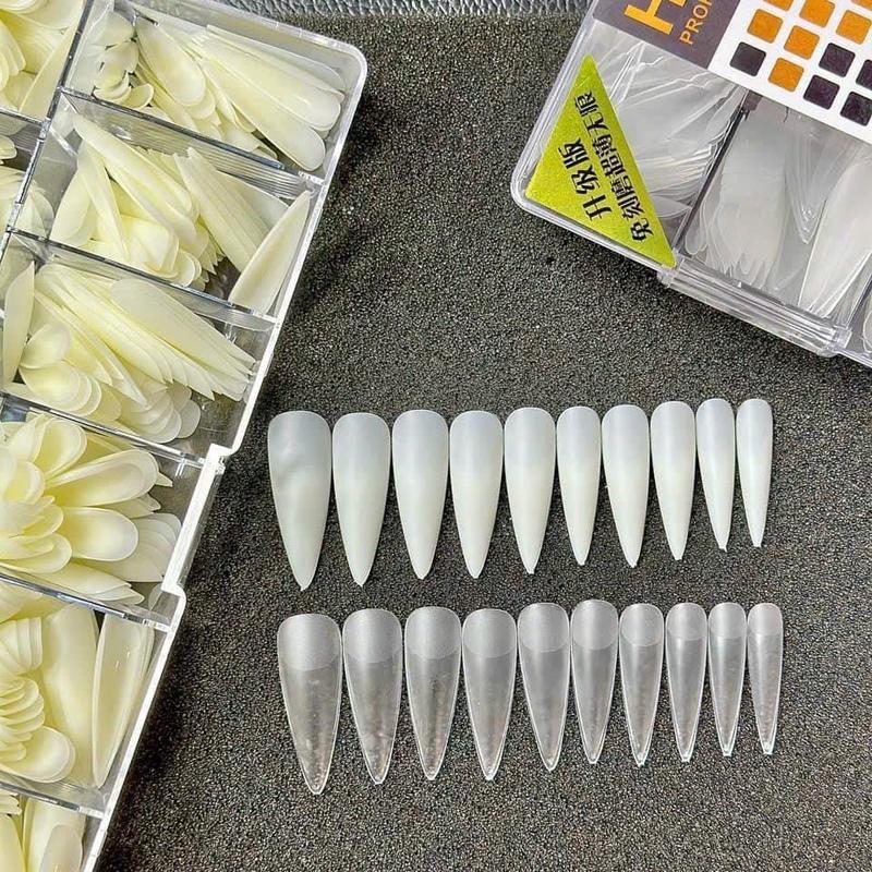  HSM fom nhọn dài trong và đục  nhám sẵn hàng chính hãng  Hộp 500 móng  dùng để úp gắn lên móng tay chân làm đẹp Nữ Women 