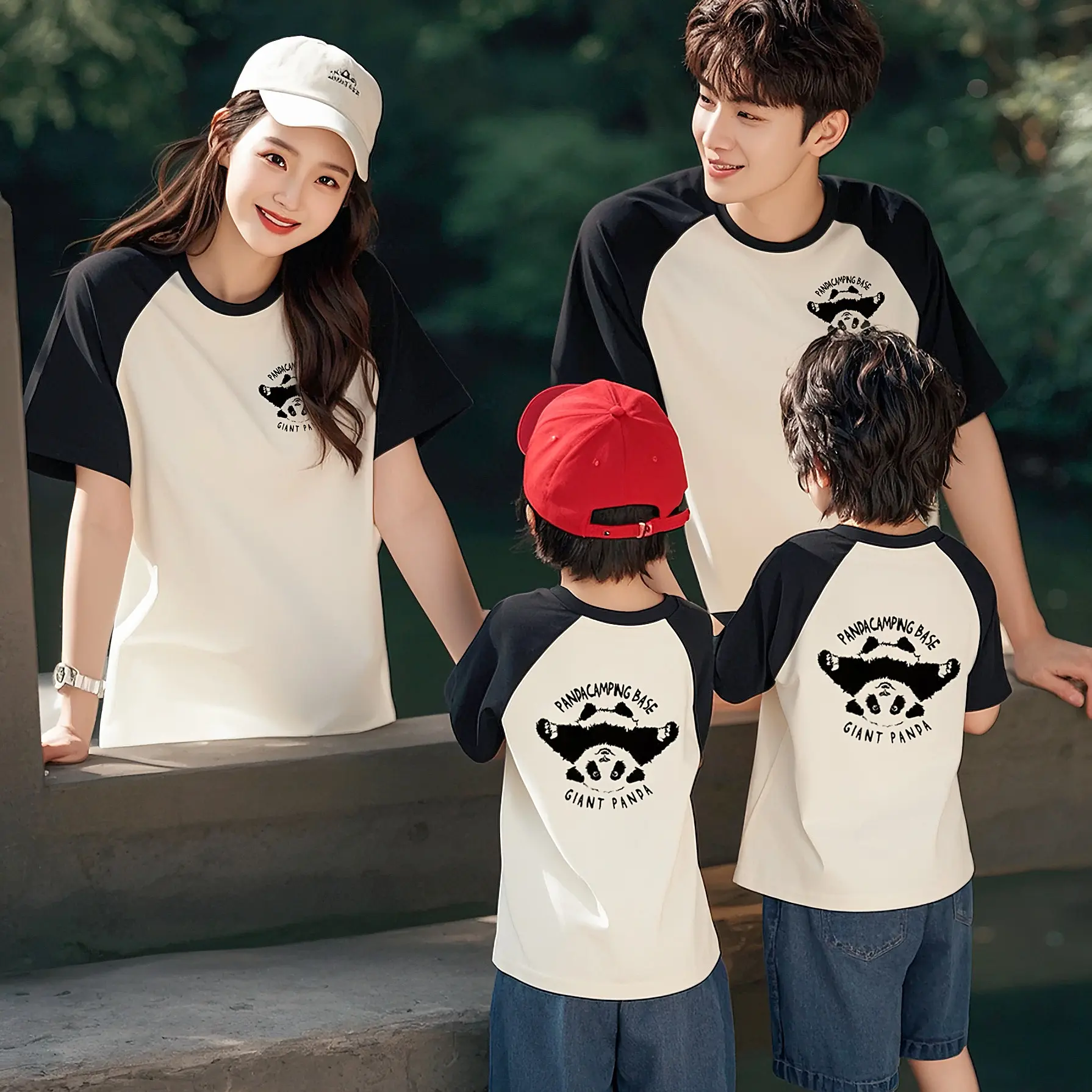 Summer Short Sleeve Family Set, a Family of Three Travel Vacation Cotton T-shirt, Couple Clothing, Mother-Daughter Matching Outfit