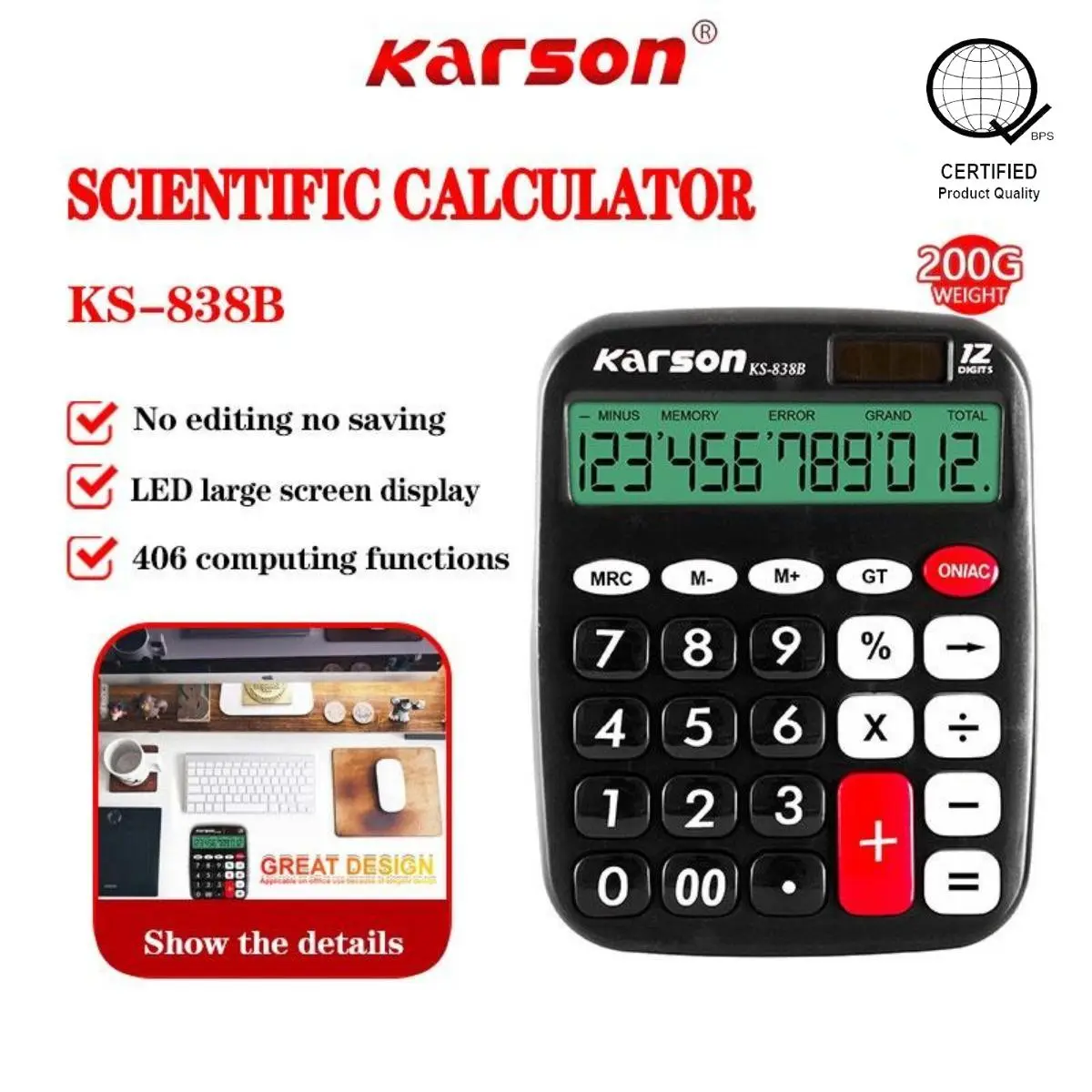 KARSON 12-Digit Solar-Powered Calculator –  manual , Cute Design Office Portable  Efficient | KS-838B calculator colorful  calculator office  calculator  calculator affordable 12  digits calculator  accounting c electroni electronic mechanical desk