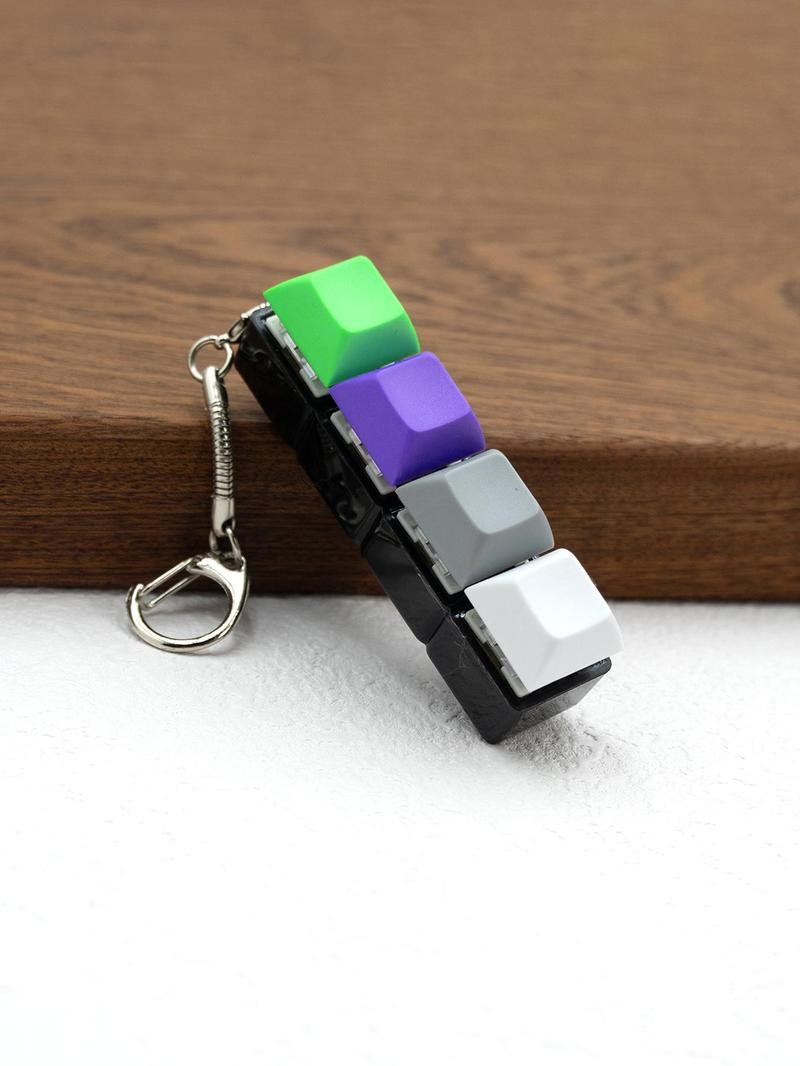 Product Introduction of Fun Keycap Keyboard Keychain As Summer Outfits 2024, Punk Style Keyboard 4 Keys Toy Keychain for Women & Men, Summer Fashion Accessories for Daily Use for Decompression Gift 8