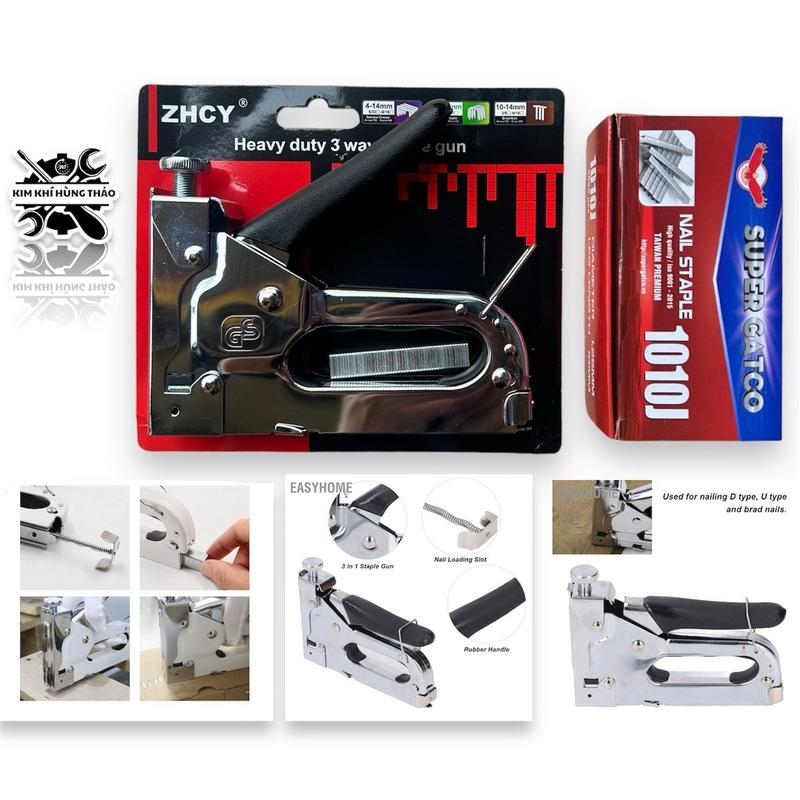 Kìm Bấm Ghim Gỗ Có Núm Điều Chỉnh Lực, Bấm Được 3 Loại Đinh Chữ U, T, Thường.