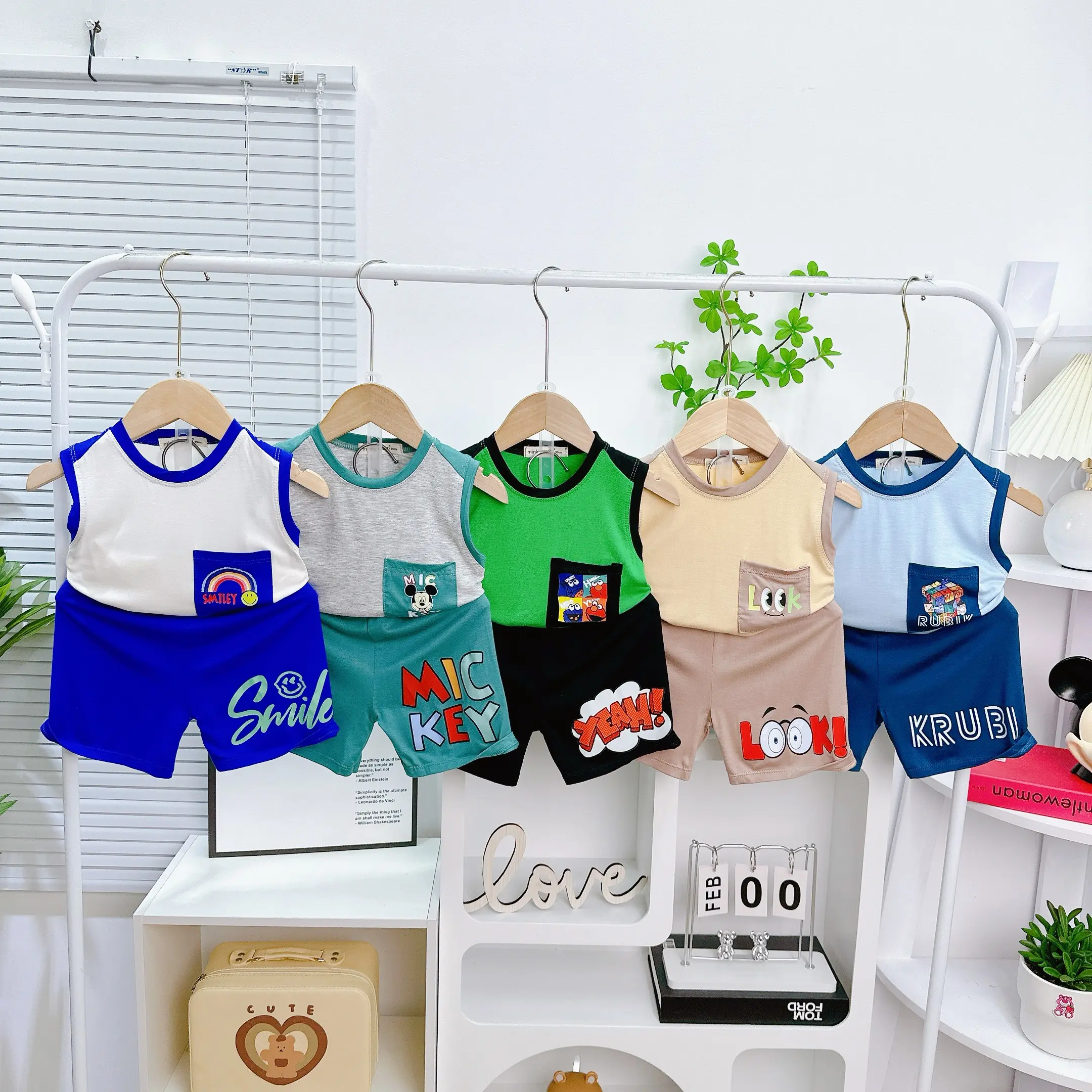 (9-35kg)Bộ ba lỗ thun lạnh Minky Mom loại 1 sát nách Phối túi năng động cho bé trai đồ bộ chobé