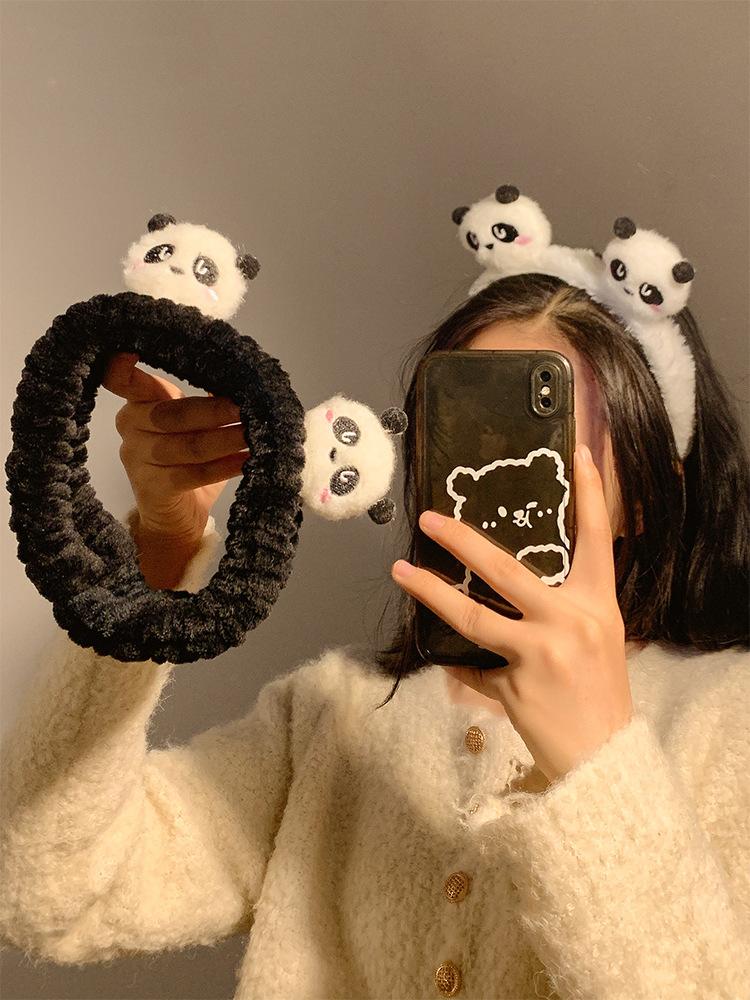 Product Introduction of Panda plush headband anti slip headband for women 3