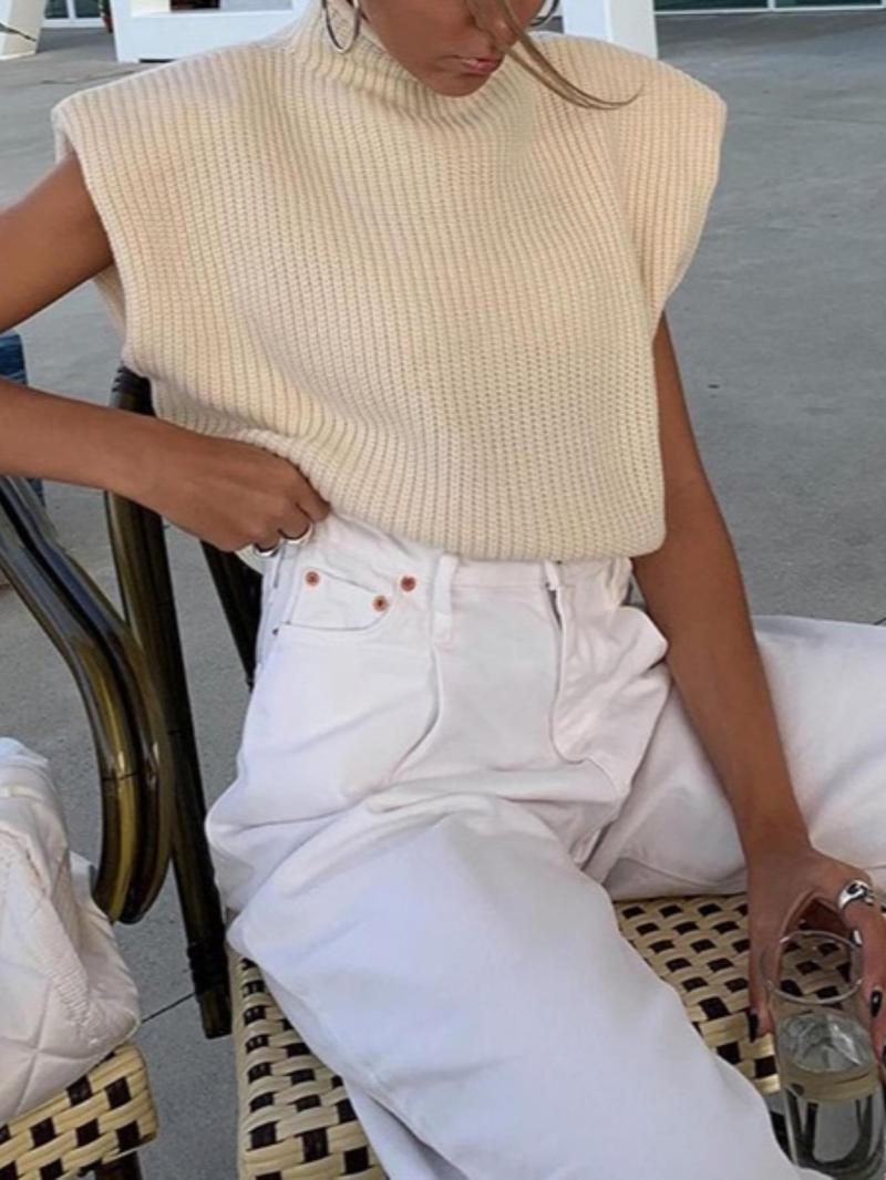 Product Introduction of Women's Plain Half High Neck Sweater, Casual Knit Pullover for Summer, Fashion Women's Knitwear for Daily Wear 4