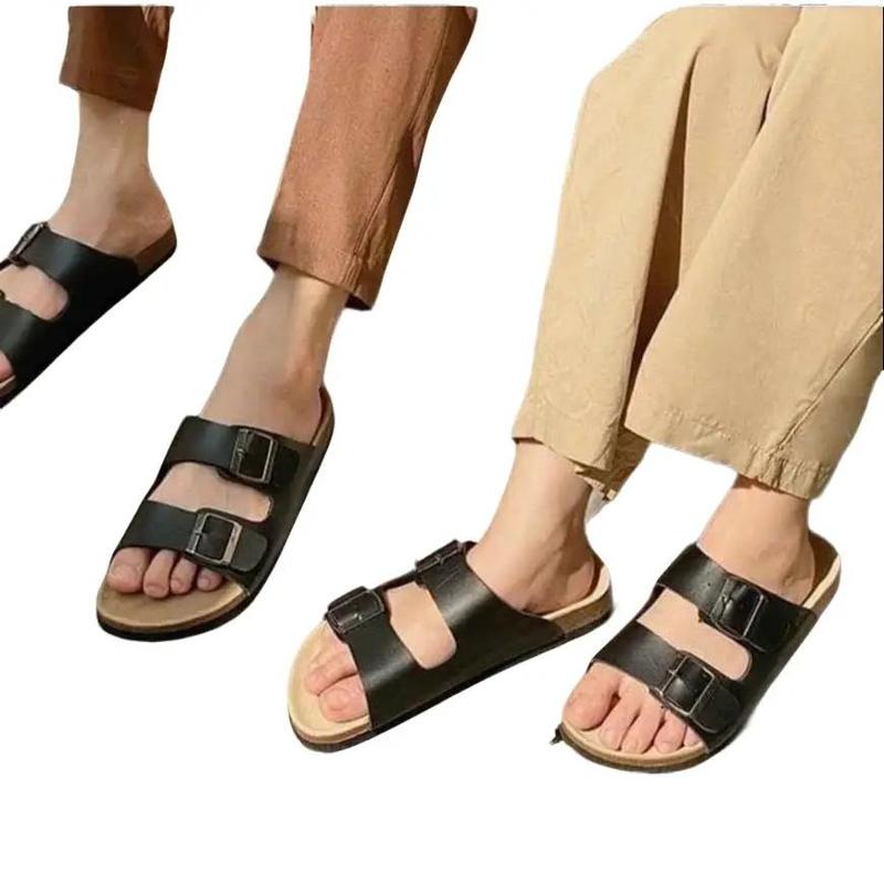   Form rộng lùi size  Dép nữ đế trấu quai ngang chữ da mềm - Shoes for Women - DéP 