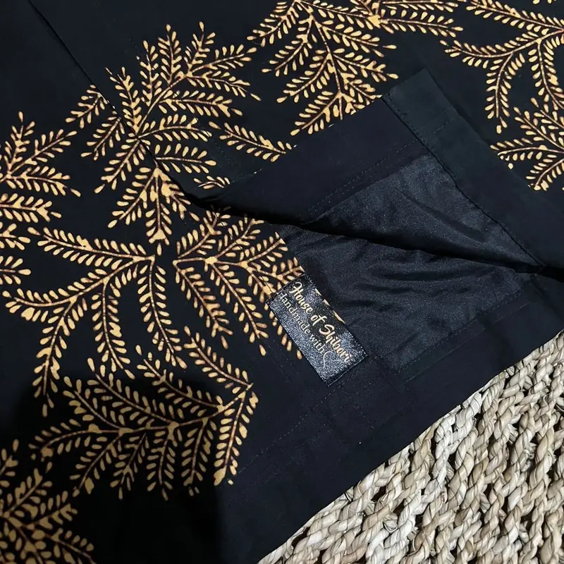 Kemeja pendek Batik wayang daun Rayon Pria Casual 4