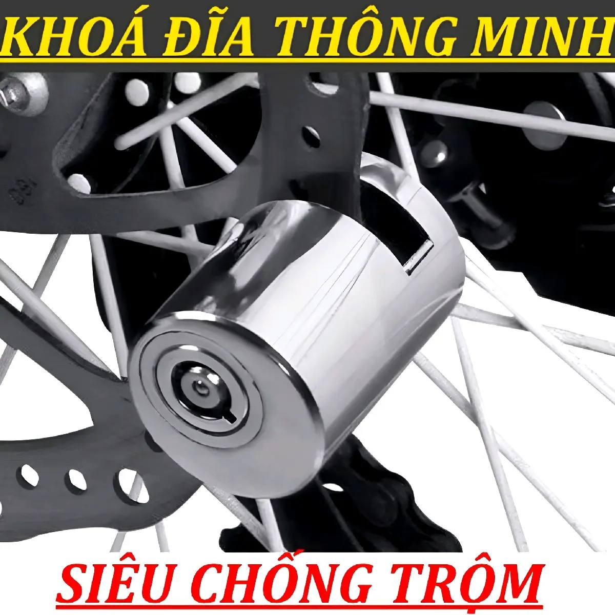 Ổ khóa phanh đĩa xe máy chống trộm nguyên khối thiết kế phụ tùng phụ kiện thông minh an toàn