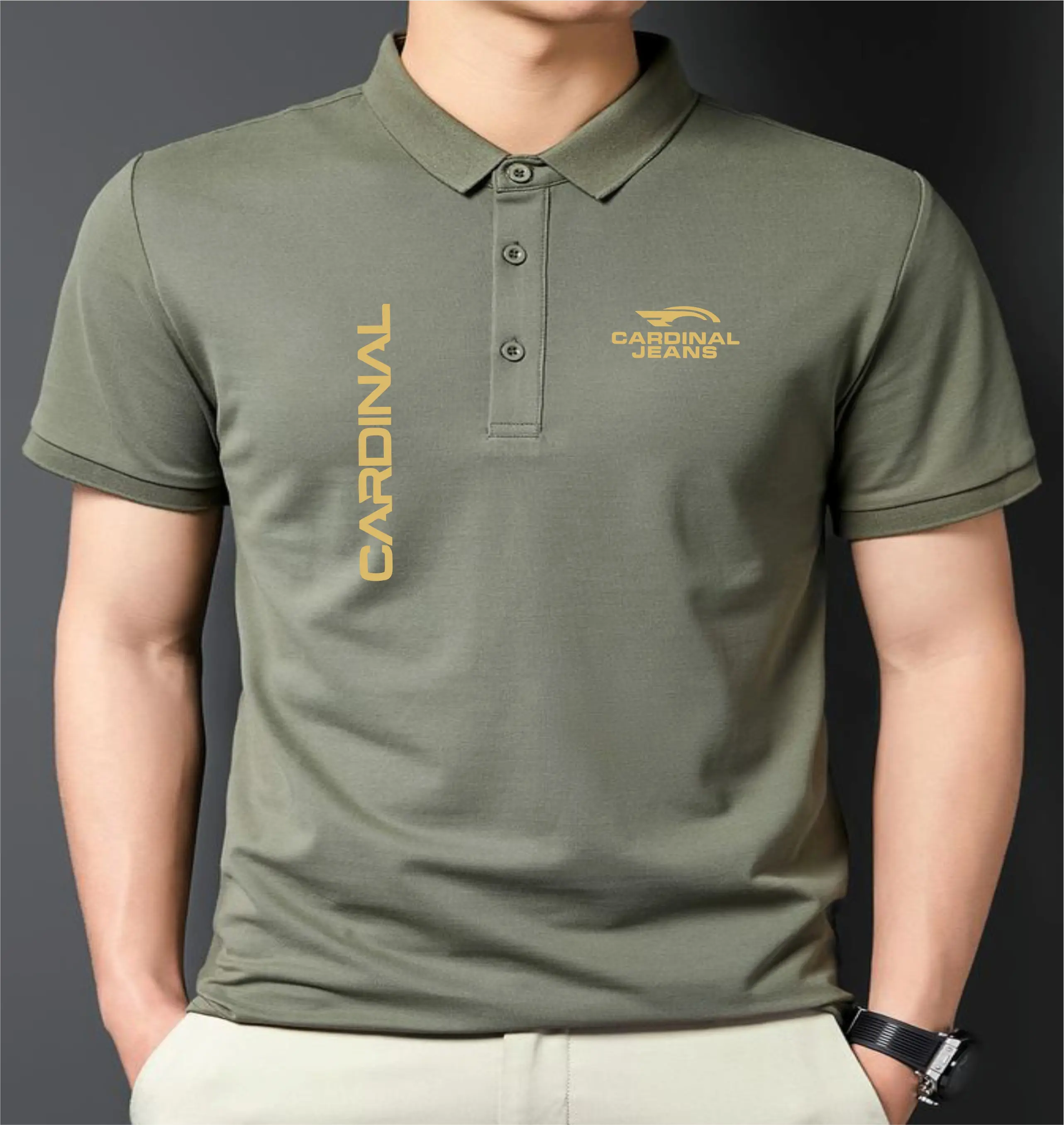 Baju Polo Kerah T-shirt Polo Kerah Cardinal Jeans Tegak Quality Gold Kaos Polo Kerah Keren Cocok Untuk Pria Wanita Baju Seragam