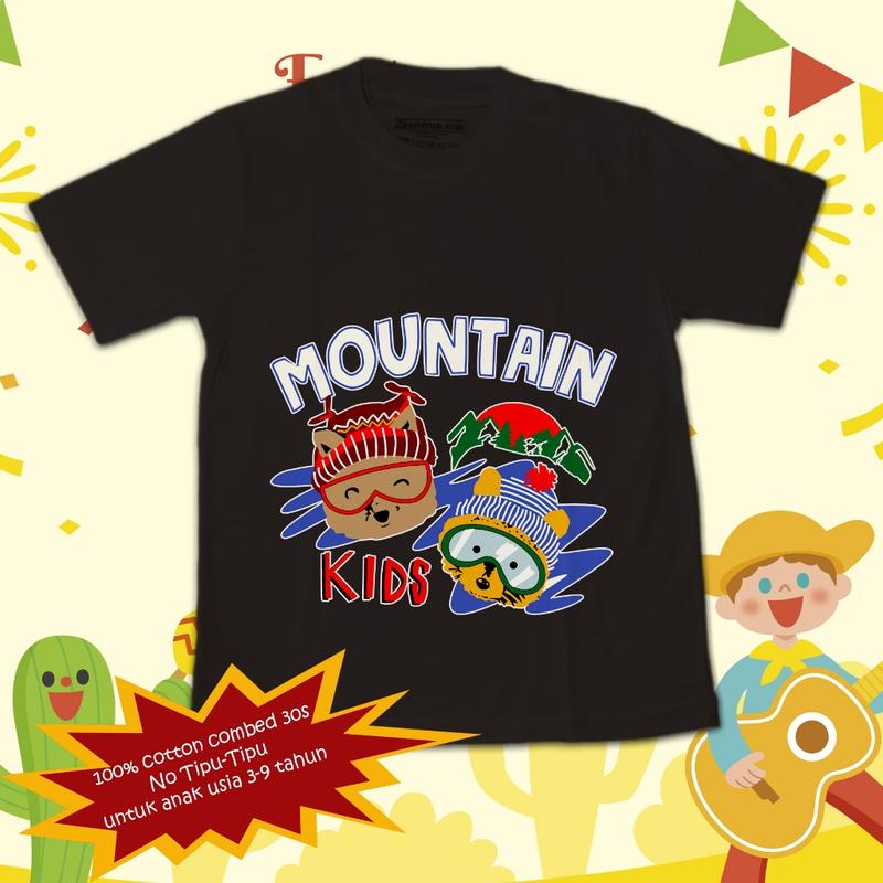 Kaos anak bahan premium cotton combed 30s, untuk usia 3-9 tahun, motif beruang 2