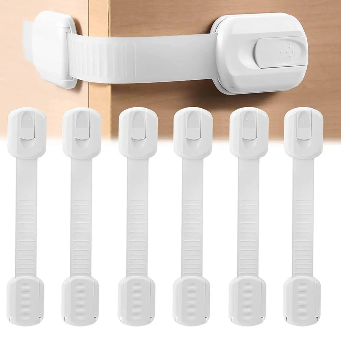 6pcs Plastic Safety Strap Lock, Child Safety Lock, Anti-Pinch Hand Cabinet Refrigerator Lock