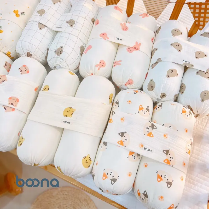 Bộ Chặn Bông tránh giật mình Cho Bé Sơ Sinh Kèm Gối Xô Lõm Chống Méo Bẹt Đầu Boona 2