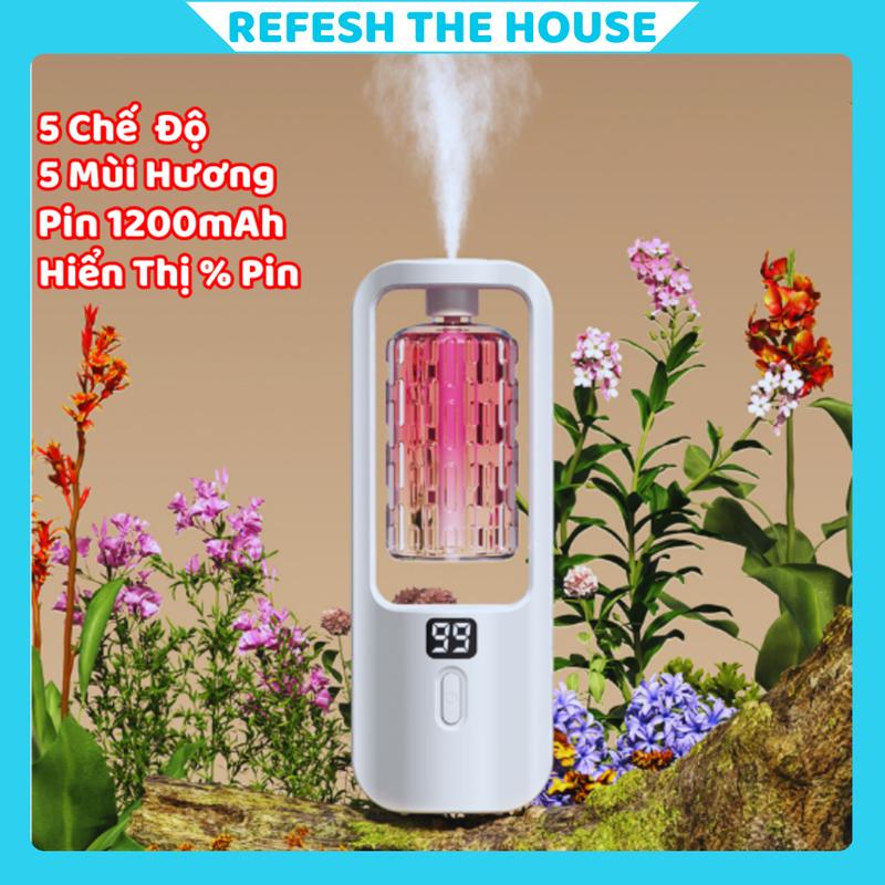 Máy xịt thơm phòng tự động máy phun hương 5 chế độ tùy chỉnh RTH01, 5 mùi hương, pin sạc. Phun Sương Máy Xông Tinh Dầu Máy Khuếch Tán Tinh Dầu Xông Tinh Dầu Phun Tinh Dầu
