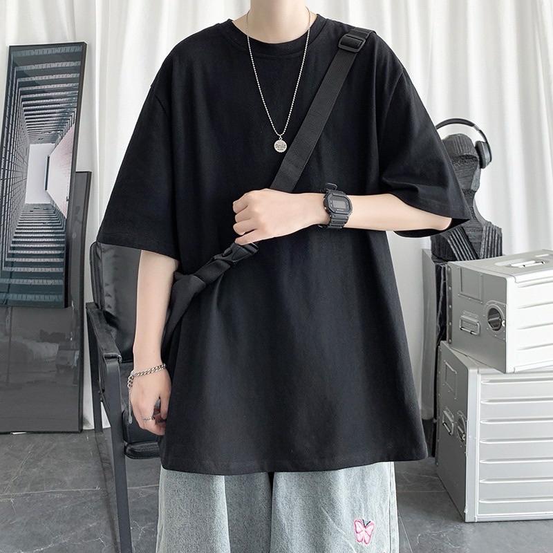 Áo Thun Trơn Oversize màu TRẮNG/ĐEN/ form nam nữ Unisex  Áo phông form rộng tay lỡ