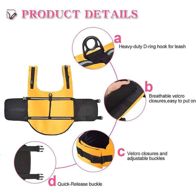 Product Introduction of Ripstop Reflective Adjustable Life Jacket Dogs with Rescue Handle for Swimming 7