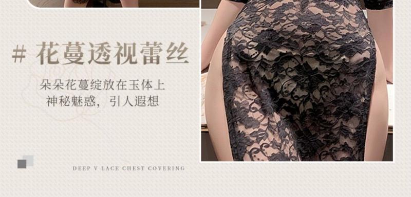 Product Introduction of Sexy Lingerie Sexy Nightdress Bedtime No-Remove Uniform Lace Dress Battle Robe Passionate Hot Set New Pajamas 12